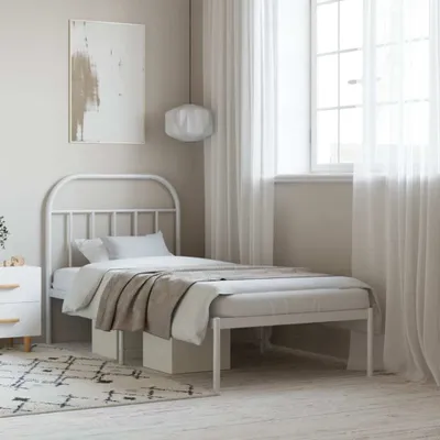 Produktbild von Möbel Bettgestell mit Kopfteil Metall Weiß 90x200 cm - Klassische Betten 353677