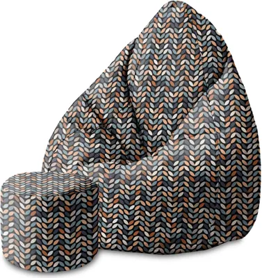 Immagine prodotto di Dreamroots BeanBag 80x80x120cm Puf beanbag con schienale e sgabello Beanbag con imbottitura Beanbag adulti con imbottitura Retro Black Leafs