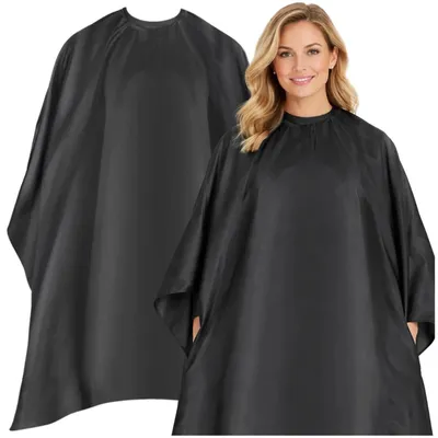 Obrázek produktu pro Černý kadeřnický plášť 160 x 145 cm, nastavitelný, polyester