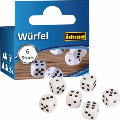 Immagine prodotto di Dadi Idena 16 mm in plastica bianca 6, dadi occhio 1-6