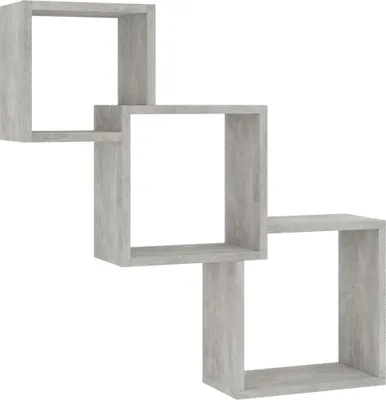 Three cube-shaped shelves arranged in a staggered pattern.