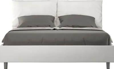 Produktbild von ITYHOME - Gepolstertes Bett ohne Lattenrost 160x190 mit Kunstlederbezug Weiß Antea