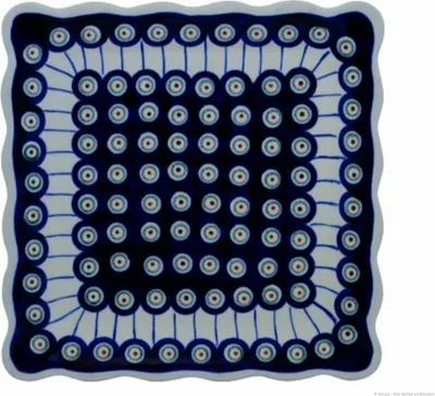 Produktbild von Original Bunzlauer Keramik flacher viereckiger Teller Essteller Speiseteller Servierteller 23.8x23.8x2,2 cm im Design 8