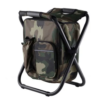 Produktbild von Campingstuhl, Faltbarer Rucksackstuhl, Sitzrucksack, Gartenstuhl Klappstuhl Anglersessel mit Kühler isolierte Picknick Tasche