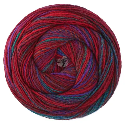 Produktbild von Lana Grossa GOMITOLO DISEGNO 200 g Dochtgarn mit lebendigem Farbverlauf Farbe 527 - Rot/Weinrot/Violett/Petrol/Braunrot