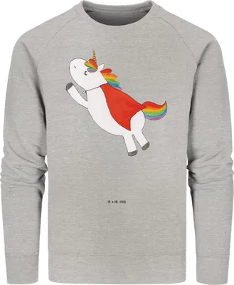 Produktbild von Mr. & Mrs. Panda Bio Baumwoll Pullover Einhorn Geburtstag Größe L - Heather Grey - Geschenk, Sweatshirt, Geburtstagsgeschenk, Unicorn, Pulli, Sweater, Freundin, Einhörner