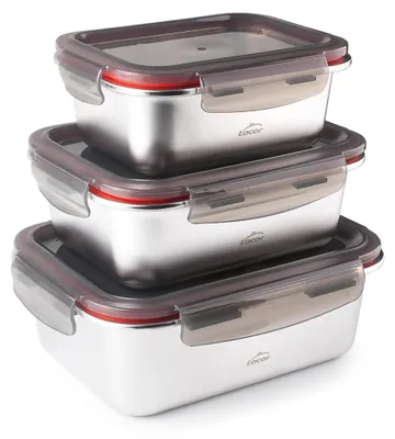 Produktbild von Lacor 64617 – Set 3 Ecoinox Lebensmittelbehälter, Edelstahl...