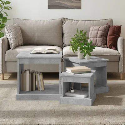 Productafbeelding van Maison Exclusive - Salontafels, set van 3, betonlook, houtvezel