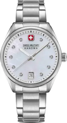 Obrázok produktu pre Pánske hodinky SWISS MILITARY HANOWA, quartz, strieborná/biela farba, univerzálna veľkosť, dámske, priemer 35 mm, modely: SMWLH0005001, SMWLH0005002