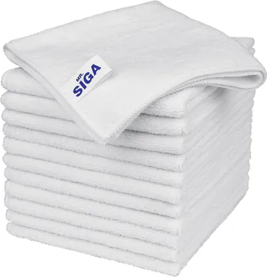 Produktbild von MR.SIGA Mikrofaser Putztücher 12 Stücke Streifenfrei Weiß - 32x32cm