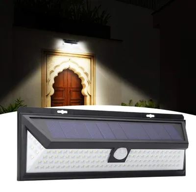 Solar-Wandlampe 118 LED, Bewegungsmelder, IP65, 3 Lichtfarben, Außen