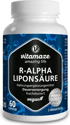 Produktbild von R-Alpha-Liponsäure 200 mg hochdosiert vegan, 60 St KAP