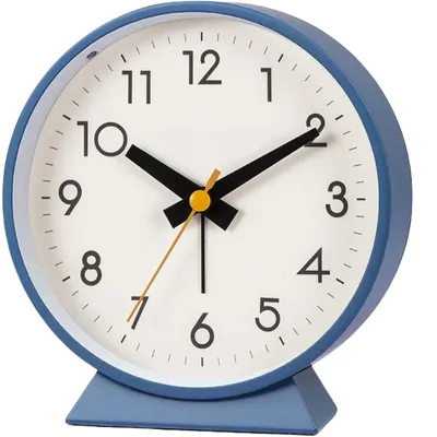 Produktbild von Tyme Wecker Analog, Ohne Ticken, Analog Tischuhr Nachttischuhr Alarmwecker, Modischer Runder Metall Nachttisch Wecker Laut für Tiefschläfer, Blau