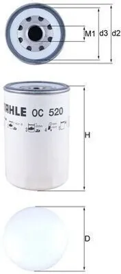 Produktbild von Ölfilter MAHLE OC 520 Anschraubfilter für RENAULT TRUCKS AGORA MIDLINER MIDLUM