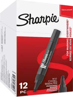 Produktbild von Sharpie W10 Permanentmarker | Keilspitze | schwarz | 12er Box