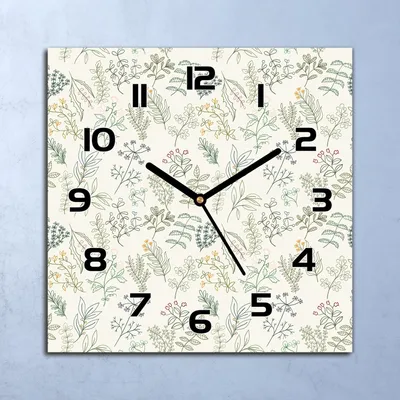 Produktbild von Wanduhr Echt-Glas-Küchenuhr Pflanzenkonturen Quarz Lautlos 30x30 Deko Bilder