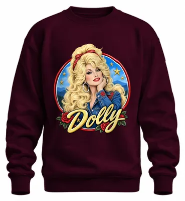 Productafbeelding van Dolly Parton, countryzangeres, legende, Tennessee, "Jolene" sweatshirt, bordeauxrood, maat M