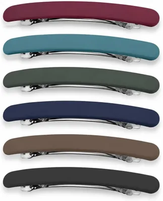 Image de Pinces à cheveux plates, finition mate, lot de 6, style français, idéales pour un usage quotidien