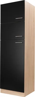 Produktbild von Umbauschrank Kühlschrank 60 cm Eiche Sägerau Schwarz Merle Respekta
