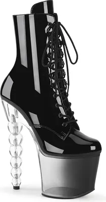 Produktbild von BLISS-1020BC Pleaser Damen High Heels Plateaustiefeletten schwarz Lack klar Ombre
