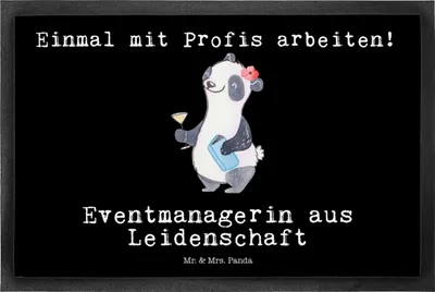 Produktbild von Mr. & Mrs. Panda fußmatte Eventmanagerin Leidenschaft 50 x 75 cm - Schwarz - Geschenk, Bodenvorleger, Beruf, Spruch, Witzig, Türmatte, Lustig, abstreifer, Schmutzmatte
