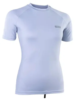 Zdjęcie produktu dla Top sportowy ION z lycry, krótki rękaw, damski, kolor: niebieski (odcień "mglisty niebieski"), z wstawkami z neoprenu i w kształcie trapezu, rozmiar 34/XS