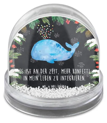 Produktbild von Mr. & Mrs. Panda Weihnachts Schneekugel Wal Konfetti - Kreidetafel - Geschenk, Meer, wohnaccessoire, Wale, Weihnachten, schnee kugel, dekoartikel, Geburtstag, Diät