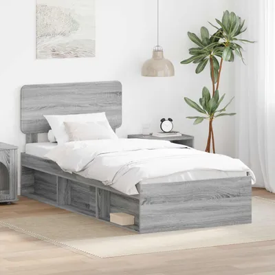 Image de Lit simple - Structure de lit Sonoma gris, 75 x 190 cm, en bois massif de pin