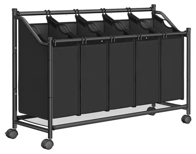 Produktbild von Wäschekorb mit Rollen, 4 Fächer – Wäschesortierer – robust und geräumig – 105 x 38,5 x 67/81 cm