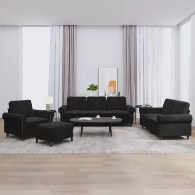 Obrázok produktu pre vidaXL 4-dielna sedacia súprava s vankúšmi Black Velvet