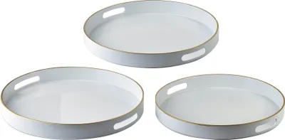 Image de Plateau décoratif en plastique BLANCHE WHITE 38 x 38 x 4 cm / 35 x 35 x 4 cm / 33 x 33 x 3,5 cm Blanc, lot de 3