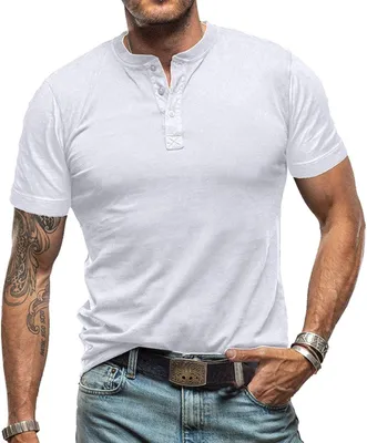 Produktbild von Henley-Shirt für Herren mit kurzen Ärmeln, Knopfleiste und Slim-Fit-Passform