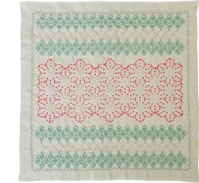 Produktbild von Olympus Hitomezashi Kugurizashi Sashiko Stickpackung "Hana Fukin Petunia", Stoff bedruckt, 33x33cm, hergestellt in Japan