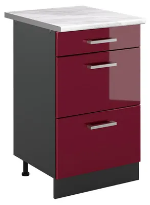 Zdjęcie produktu dla Szafka dolna do kuchni Vicco R-Line Czerwony połysk/Antracyt 50 cm blat roboczy Marmur, Model 69857