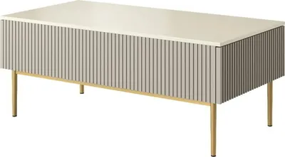 Produktbild von Nicole Couchtisch mit Schubladen und Metallbeinen in Kaschmir und Goldbeinen