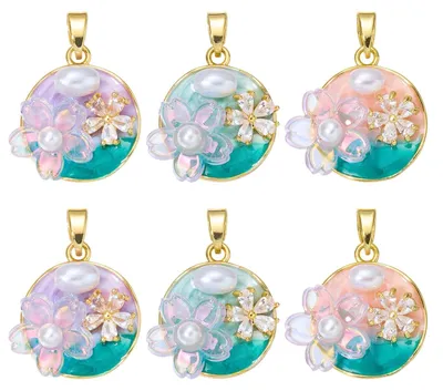 Productafbeelding van Set van 6 vintage bloemcharms voor het maken van zelfgemaakte sieraden