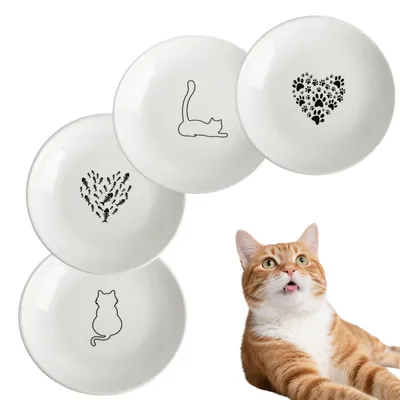 Image de Ensemble de 4 gamelles en céramique plates pour litière de chat