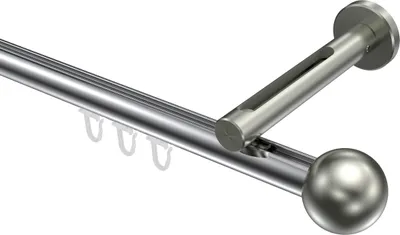 Produktbild von Interdeco Innenlaufstange / Gardinenstange mit Innenlauf Chrom / Edelstahl-Optik, Typ Siteno Luino (Kugel), 20 mm Ø 1-läufig, 440 cm
