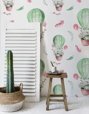Produktbild von Coloray Fototapete 360x250 cm Latextapete Magicstick - Utensilienballon Pastell Federn Hase