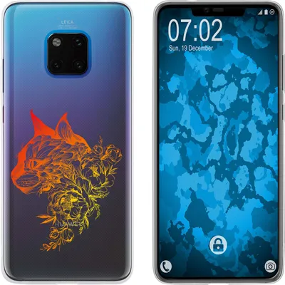 Produktbild von PhoneNatic Case kompatibel mit Huawei Mate 20 Pro Silikon-Hülle Floral Katze M2-2