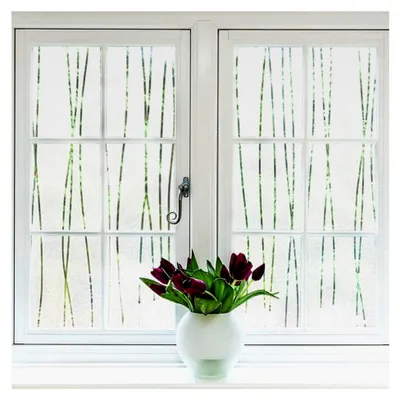 Produktbild von Sichtschutzfolie für Fenster, Milchglasfolie mit unregelmäßigen Streifen, statische Fensterfolie, UV-Schutzfolie (90 * 200 cm)