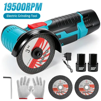 Immagine prodotto di Smerigliatrice angolare compatta – smerigliatrice a batteria – 19.500 giri/min – batteria al litio – 2 batterie incluse – per smerigliatura, taglio e lucidatura
