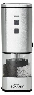 Produktbild von 2in1 Salz- und Pfeffermühle elektrisch Gewürzmühle mit zwei Kammern Silber