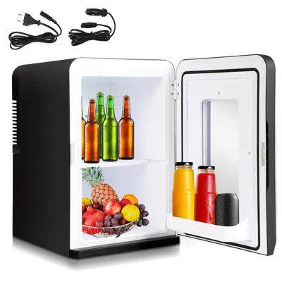 Zdjęcie produktu dla Peviasot 15 l – mini lodówka i lodówka turystyczna 2 w 1 z funkcją chłodzenia i ogrzewania; przenośna lodówka z zasilaniem AC/DC 230 V/12 V; mini lodówka turystyczna do samochodu, biura, na kemping i do ogrodu