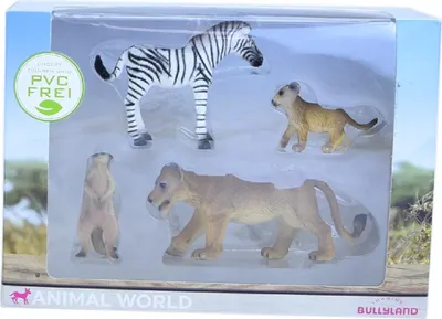 Image de Bullyland Animal World Zèbre Suricate Lionne Petit lion Sans PVC Figurines d'animaux Figurines à collectionner pour enfants