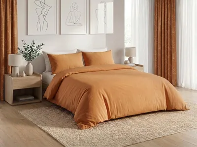 Produktbild von Baumwollbettwäsche CALMORA Terrakotta 2-teilig 70x90 + 200x220, KI-generiertes Bild