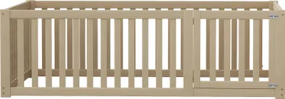 Image de OKWISH Lit Enfant 140x200 cm - Lit Sécurisé Avec Barrières Et Porte, En Bois Massif, Sans Matelas - Naturel