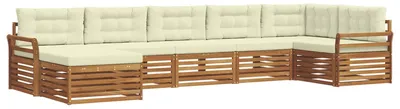 Produktbild von vidaXL Outdoor-Sofagarnitur 7 stk. Natur und Creme