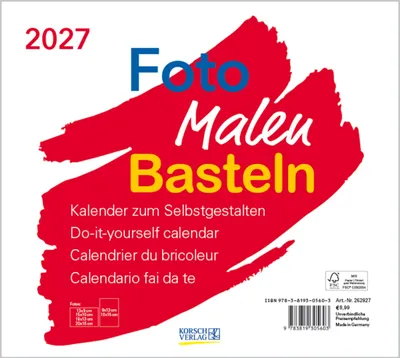 Produktbild von Foto-Malen-Basteln Bastelkalender quer weiß 2027