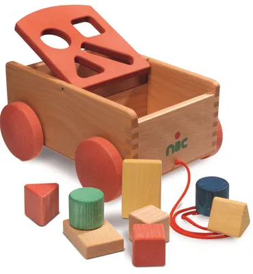 Produktbild von nic Holz Bauwagen Formensortierer braun - pädagogisches Spielzeug
